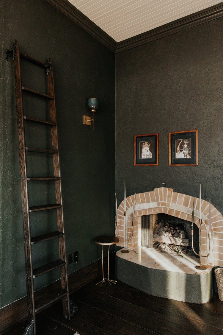 Dark Oak — Fireplace & Library Ladder — Denver Metro | Casta Hardwood